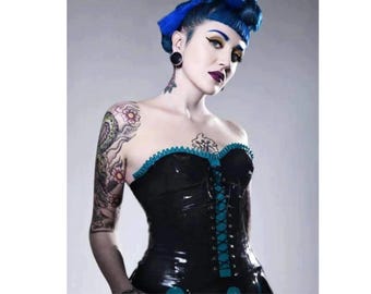 Black Latex Frilled Bustier