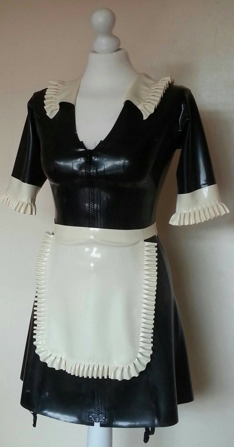 Latex French Maid Dress With Suspenders - Etsy UK