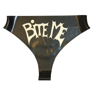 Latex Thong, Latex Knickers with BITE ME Logo