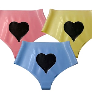 Latex Pants with Heart Applique. High Waist Knickers