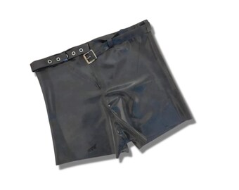 Latex Hot Pants, Belted Rubber Shorts