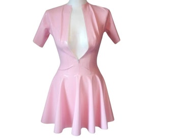 Latex Zip Front Swing Dress