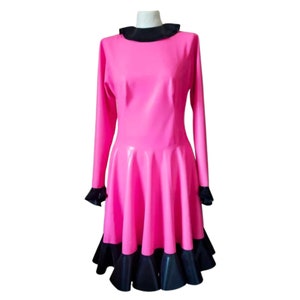 Long Sleeve Latex Swing Dress image 4