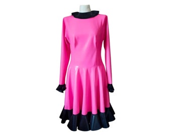 Long Sleeve Latex Swing Dress