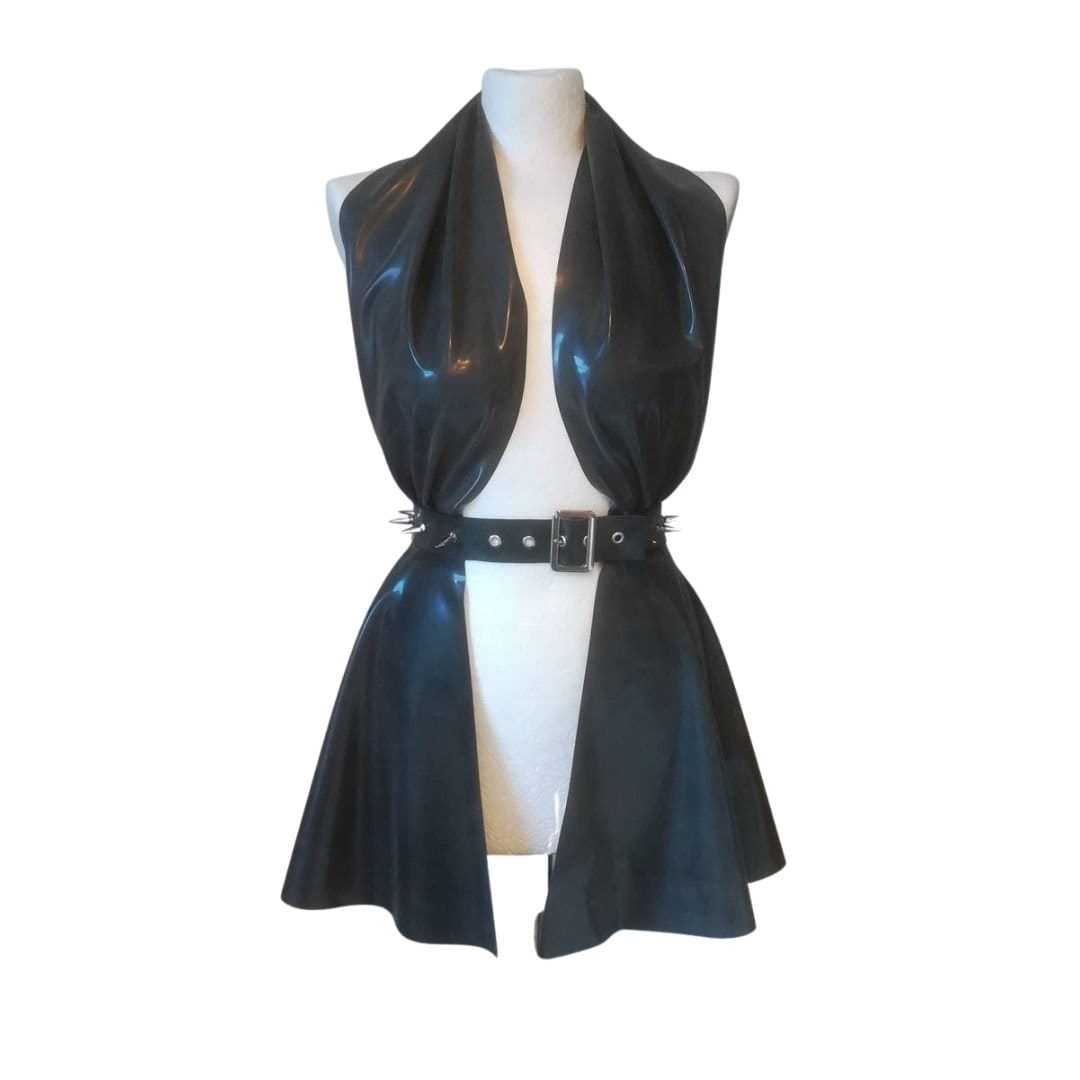 Latex Halter Neck Stud Belt Peplum Dress. - Etsy