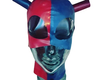 Latex Half Hood with Two‑Tone Detailing & Pigtail Tubes
