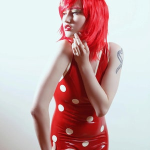 Spotty Latex Bodysuit, Latex Lingerie, Pin Up Latex image 3