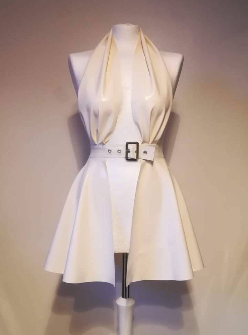 Latex Halter Neck Peplum Belt Dress Etsy