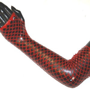 Latex Fishnet Fingerless Gloves image 1