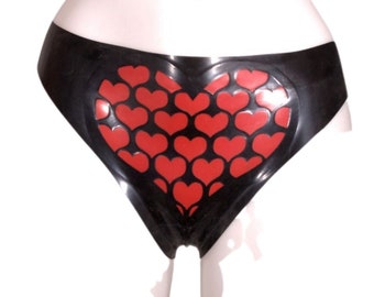 Hearts Pattern Latex Panties