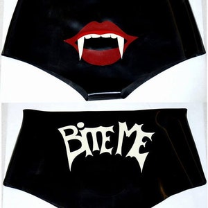 Mutandine in lattice con denti da vampiro, lingerie in lattice immagine 9
