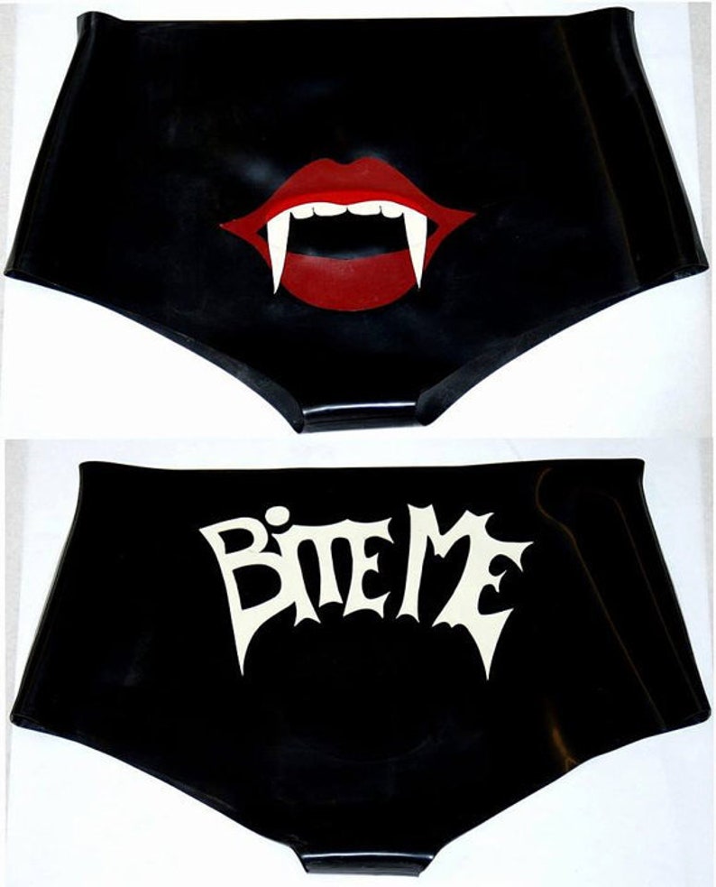 Mutandine in lattice con denti da vampiro, lingerie in lattice immagine 9