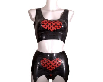 Latex Lingerie Set with Hearts