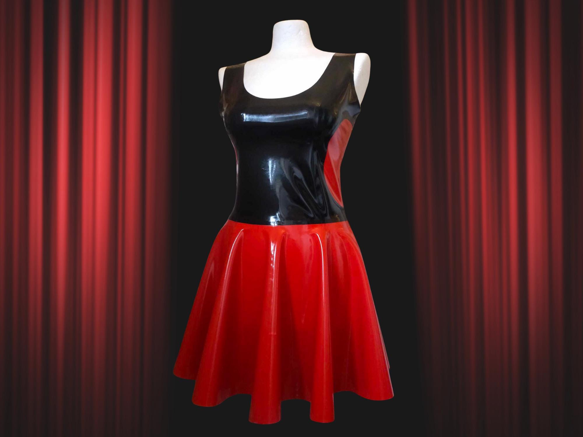 open lace back dress Dark in Love Ishtar Red and Black Split Faux Leather Maxi Dress main image 1