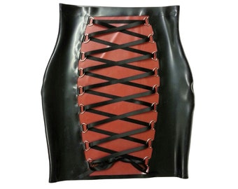 High Waist Latex Corset Skirt