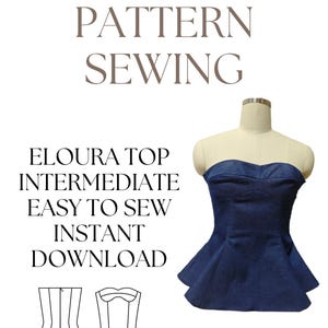 Eloura Top Sewing Pattern PDF XS Size | Women’s Blouse Pattern Digital Download | Easy Sewing Pattern A4 A0 Printable