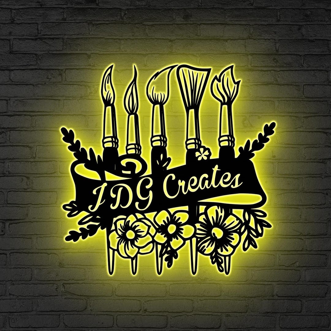 Custom Art Studio Metal Sign LED Lights, Artist Sign, Personalized ...