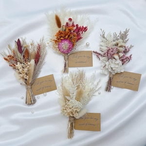 Dried Flower Mini Bouquet, Bridesmaid Proposal Gift, Wedding & Home Decor, Pampas Hydrangea Posy