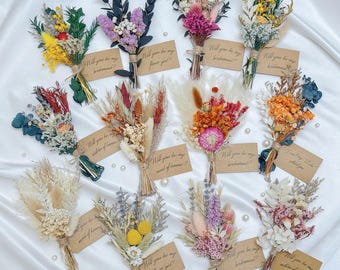 Mini Dried Flower Bouquet, Bridesmaid Proposal Gifts, Wedding Favor, Wedding Decorations, Will You Be My Bridesmaid Tag