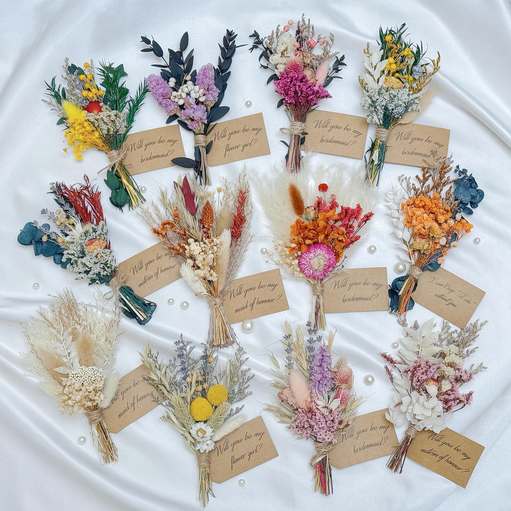 Mini Dried Flower Bouquet, Bridesmaid Proposal Gifts, Wedding Favor, Wedding Decorations, Will You Be My Bridesmaid Tag