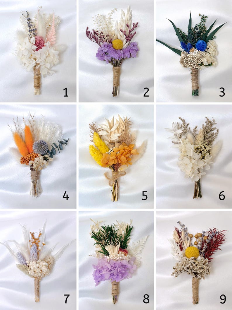 Minibukett med torkade blommor, Frierigåva för brudtärnor, Bröllops- och heminredning, Presenter till brudtärnor bild 4