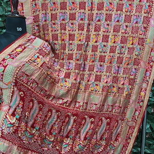 Pure Banarasi Georgette BANDHANI Chauthera Saree
