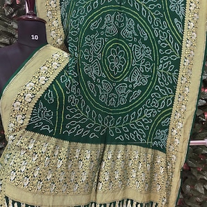 Pure Banarasi Georgette BANDHANI Rasmandal Saree With Silver Gold Zari