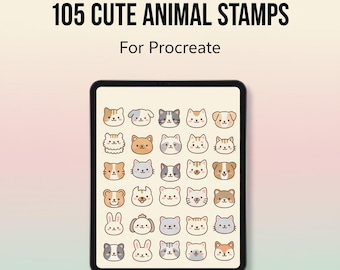Cute Animal Procreate Stamps | 105 Hand-Drawn Doodle Brushes (Digital Download)