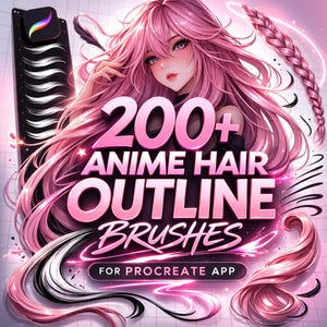 Anime Hair Outline Brushes for Procreate – Manga, Braids, Curls (Digital Download)