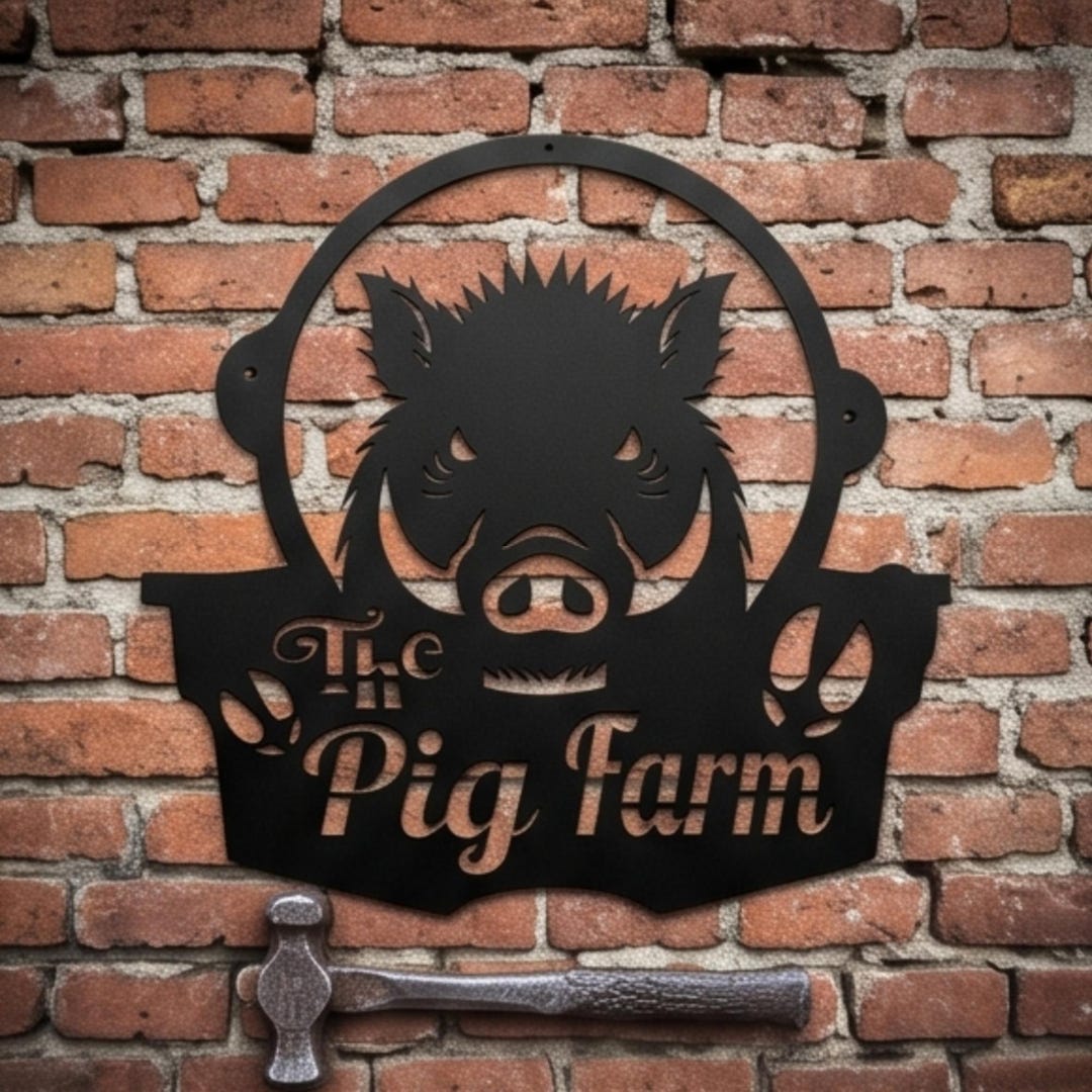 Rustic Wall Art, Custom Wild Boar Sign, Personalized Farm Sign, Wild ...