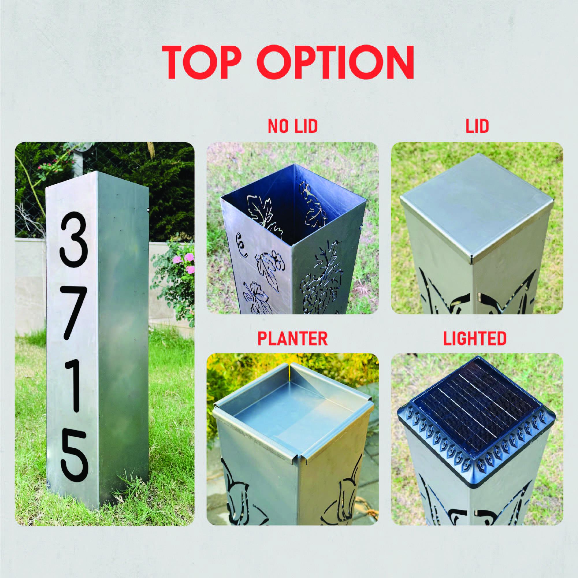 Custom Rusted Steel House Number Post, Modern Outdoor Address Column ...