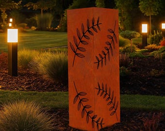 Outdoor Steel Garden Column, Garden Light Sculpture, Modern Metal Column for Lawn Pathway Lighting, Large Yard Accent, Outdoor Yard Art