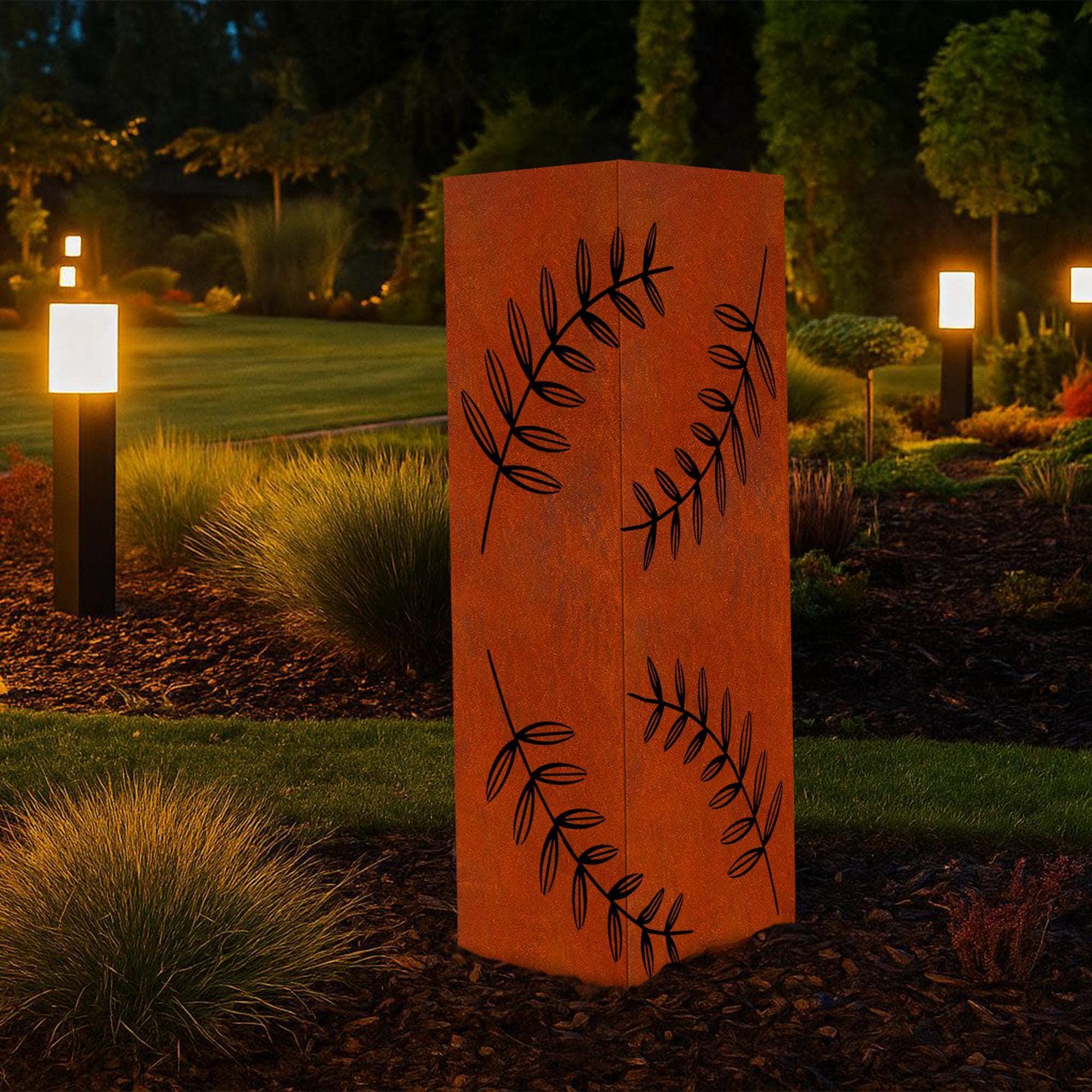 Pathway Light Column Large Outdoor Steel Garden Column, Garden Light Sculpture, Modern Metal ...