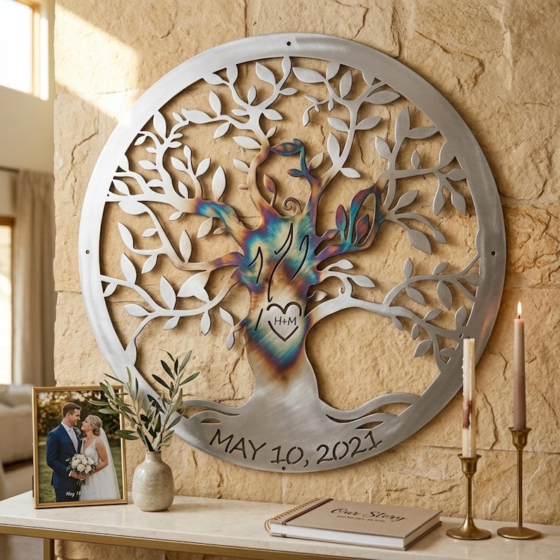 Personalized Tree Of Life Metal Wall Decor With Couple Names