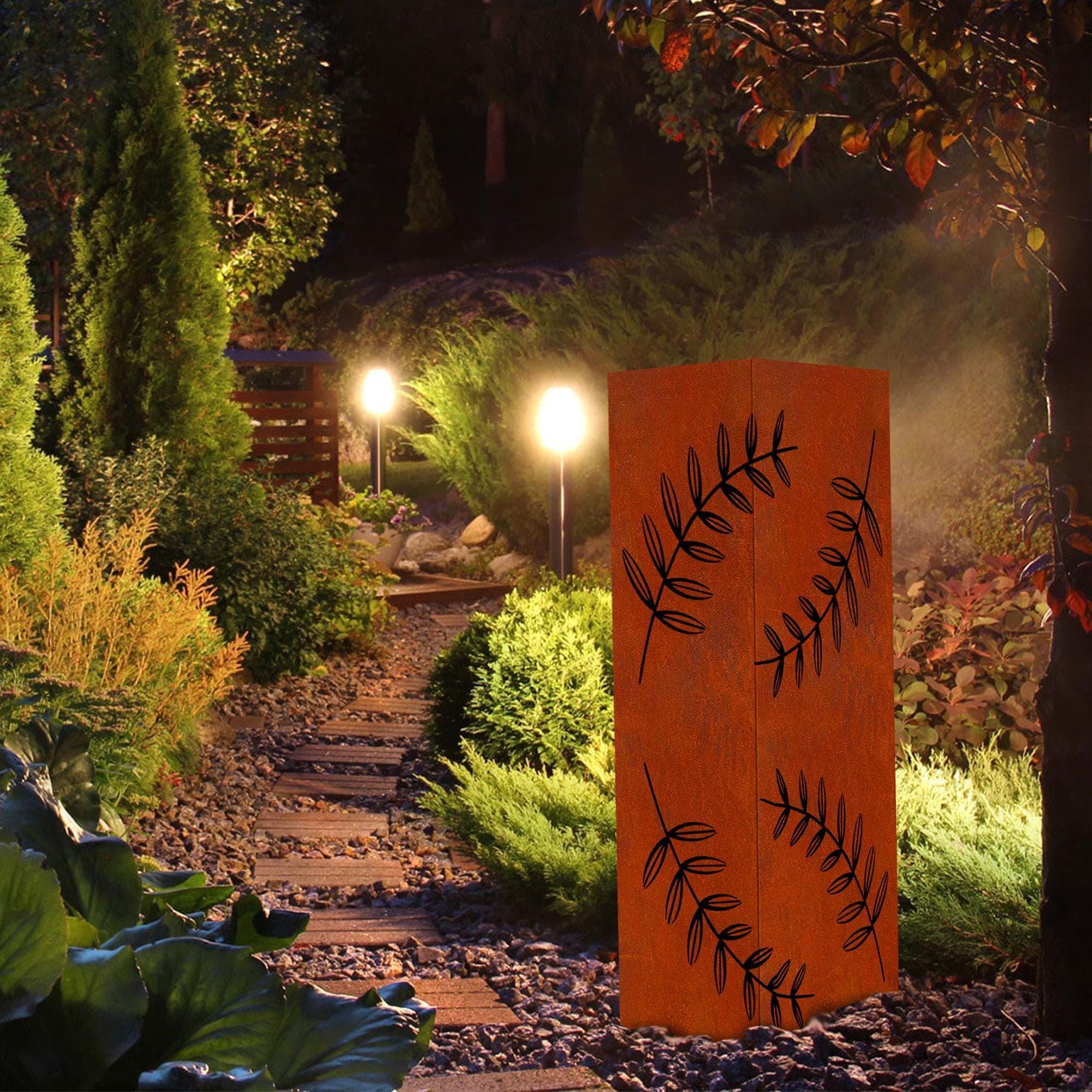 Pathway Light Column Large Outdoor Steel Garden Column, Garden Light Sculpture, Modern Metal ...
