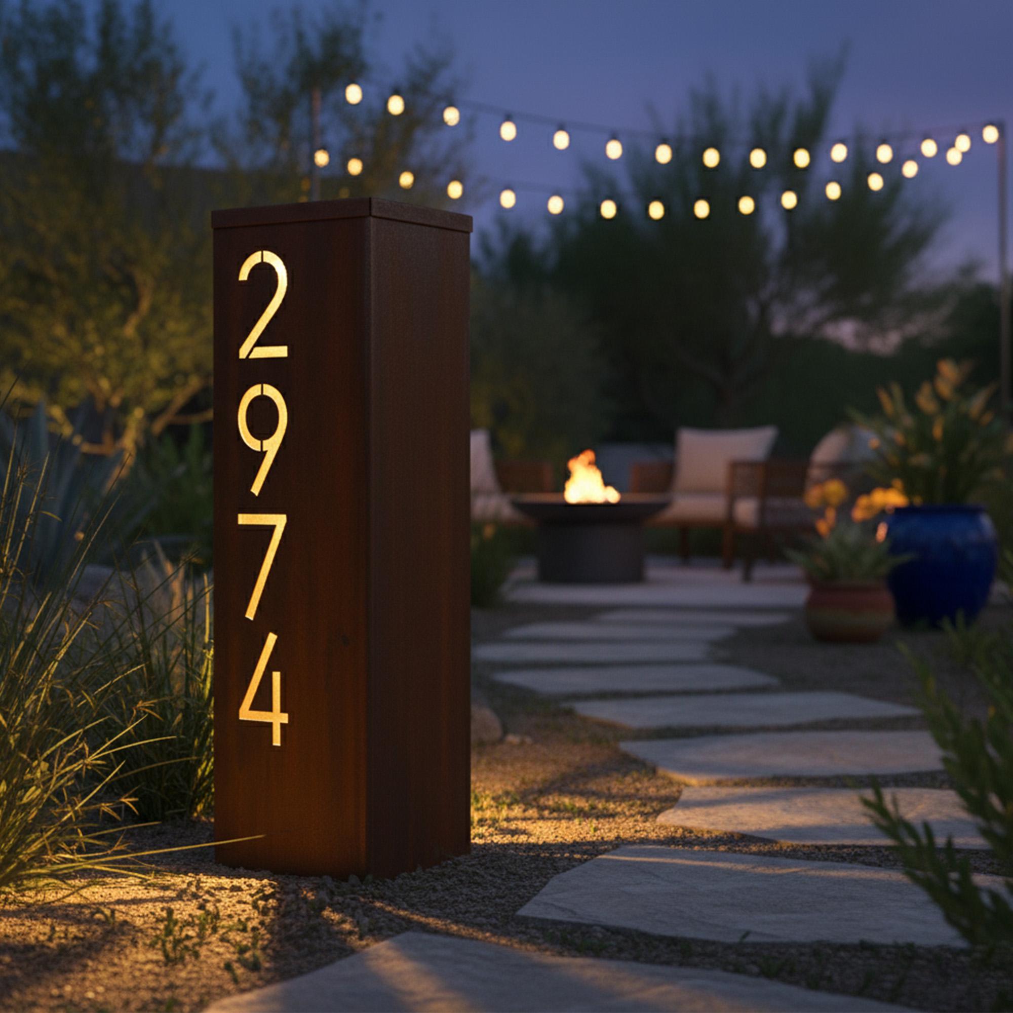 Custom Led Column Custom Steel Garden Column, Personalized Lighted Column Yard Art ...