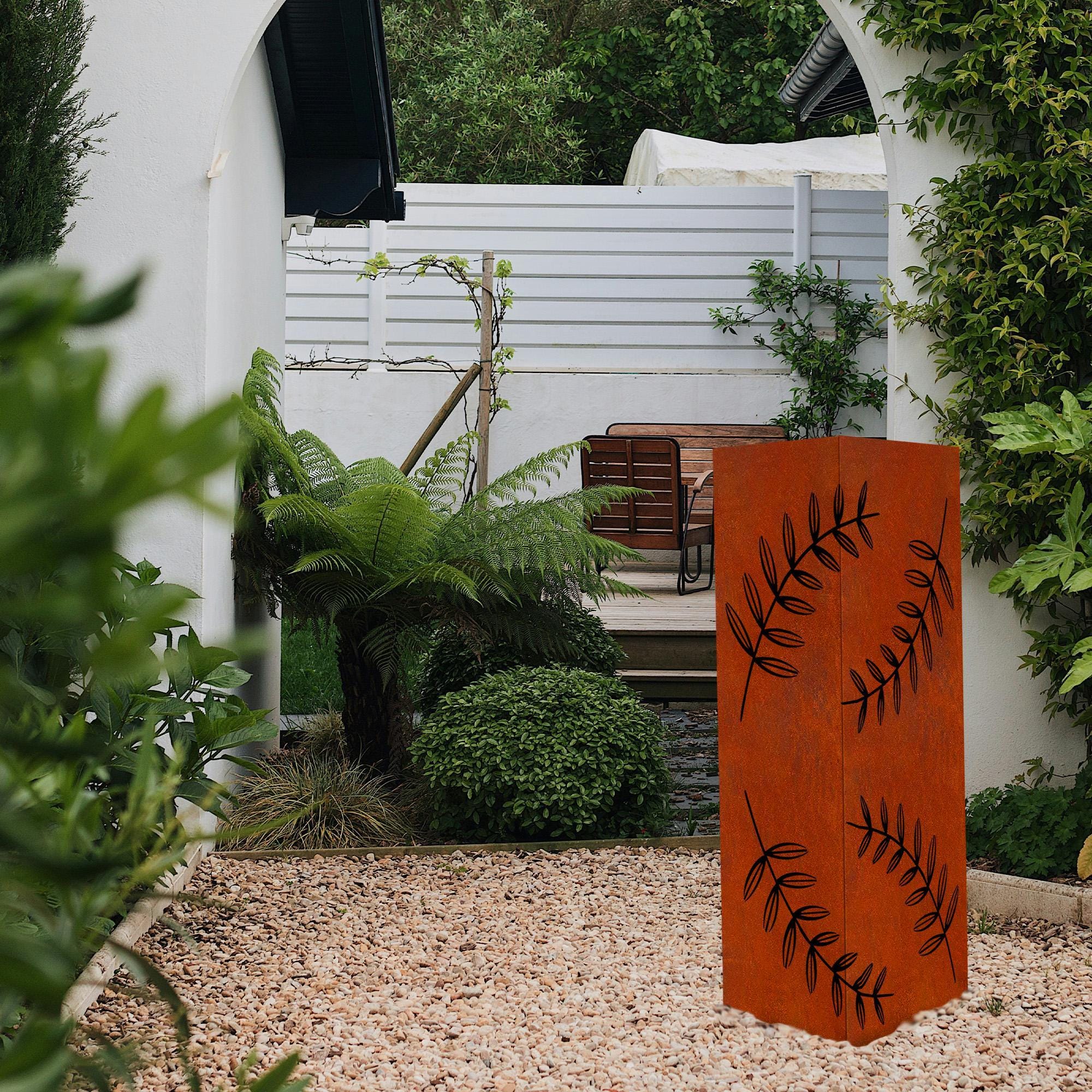 Pathway Light Column Large Outdoor Steel Garden Column, Garden Light Sculpture, Modern Metal ...