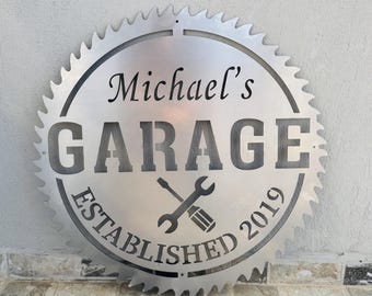 Custom Metal Garage Sign With Name, Personalized Garage Gift, Customized Garage Wall Art, Personalized Dad Gift, Workshop Sign,Man Cave Sign