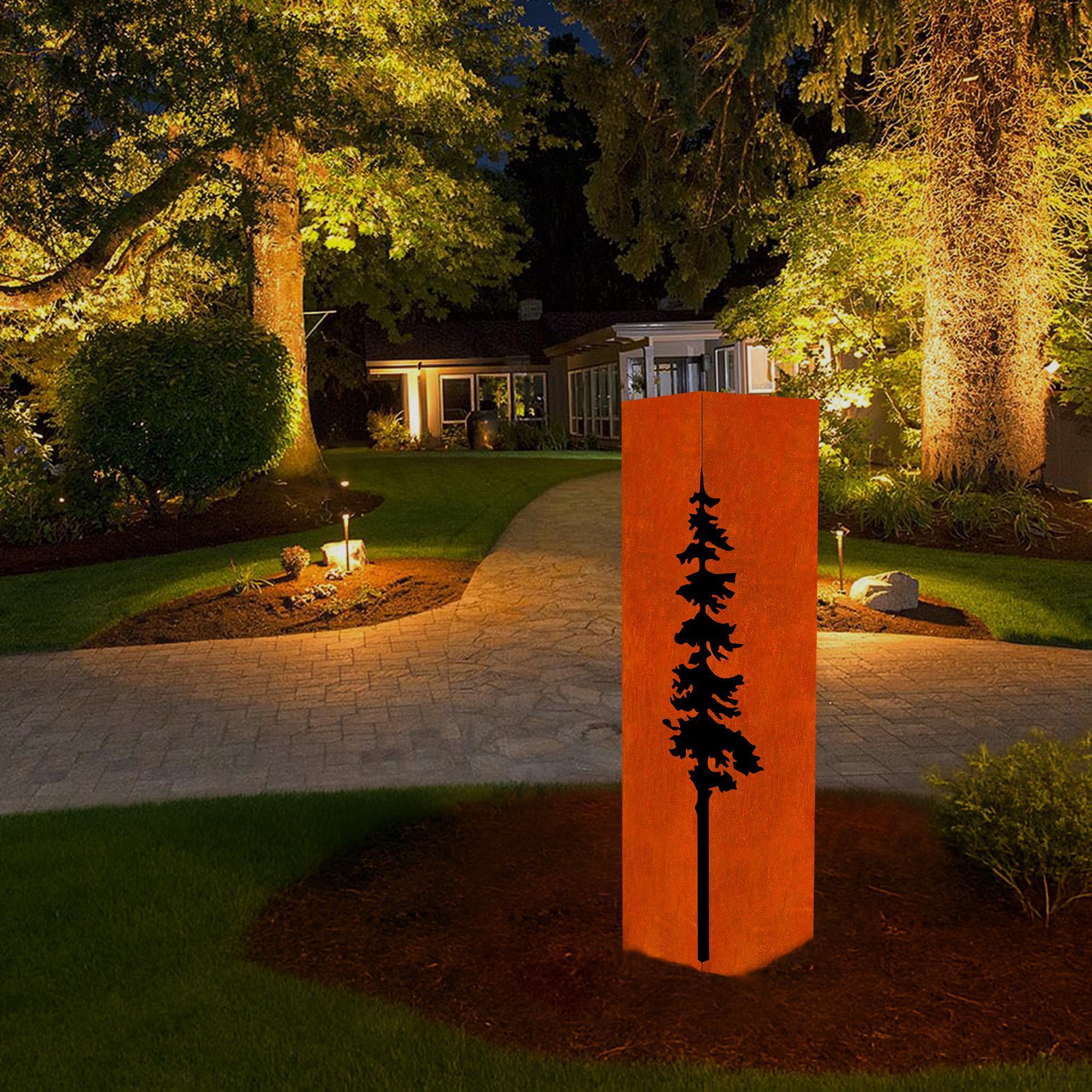 Tree Looking Column Modern Pine Tree Metal Garden Column, Outdoor Landscape Sculpture for ...