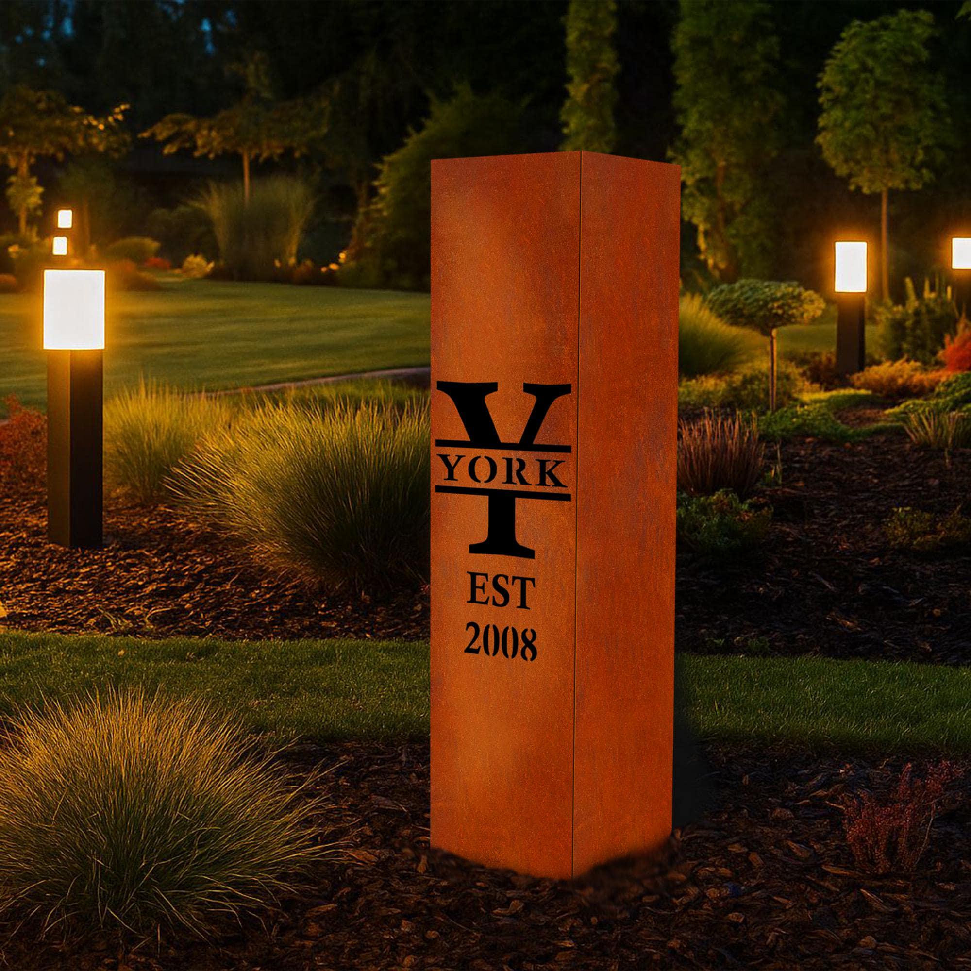 Custom Name Intail Letter Metal Garden Column Yard Sculpture, Well ...