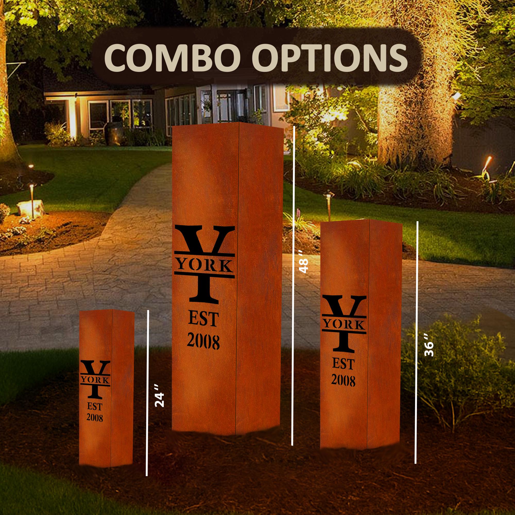 Custom Name Intail Letter Metal Garden Column Yard Sculpture, Well ...