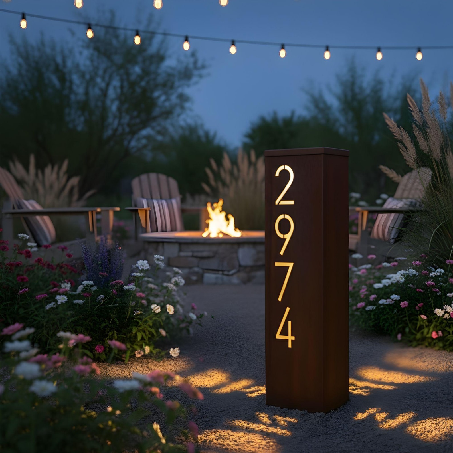 Steel Address Sign Custom Steel Address Sign, Rusted Outdoor House Number Sign, Large ...