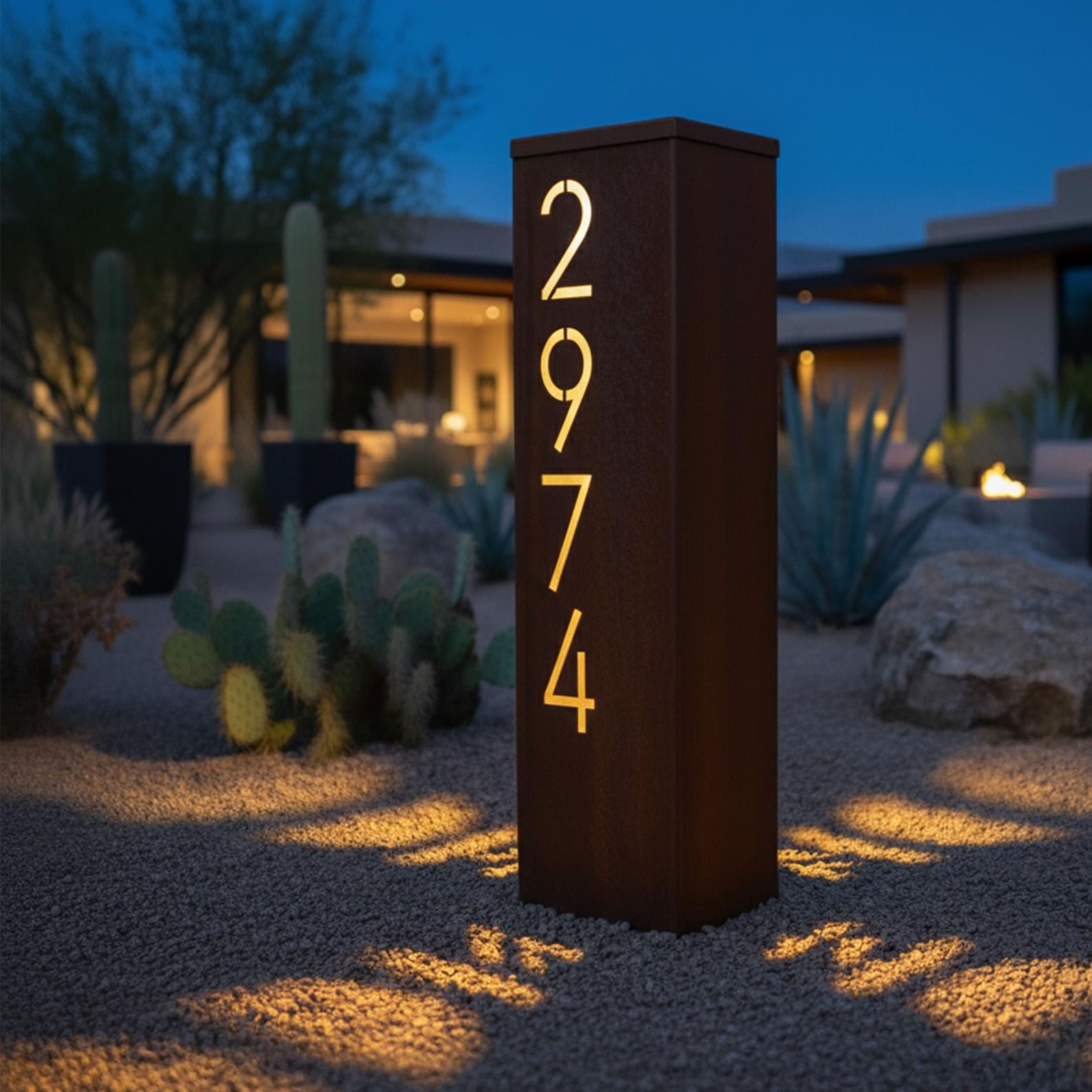 Custom Led Column Custom Steel Garden Column, Personalized Lighted Column Yard Art ...
