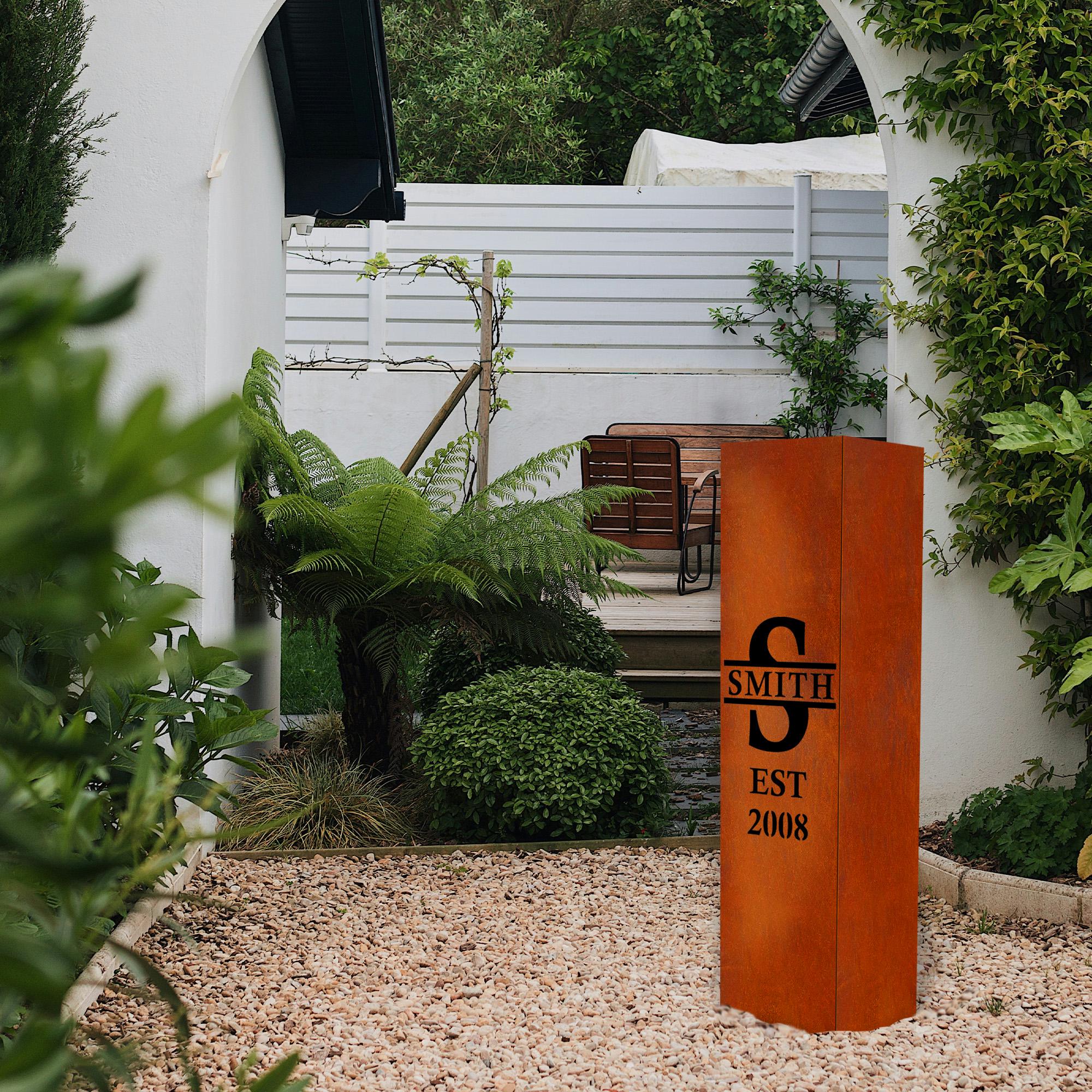 Custom Name Intail Letter Metal Garden Column Yard Sculpture, Well ...
