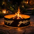 Metal Black Speech Garden Fire Pit Ring, Famous Handwriting Steel Fire Pit, Gift For Geeks, Fire Pit For Backyard, Elvish Fire Pit Ring Gift