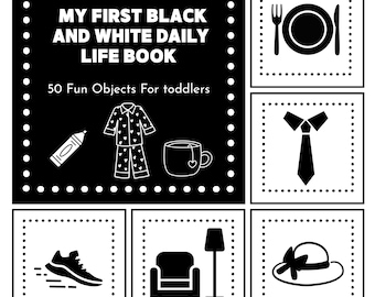 Libro para bebés en blanco y negro: Juguete Montessori de alto contraste (patrón en PDF)