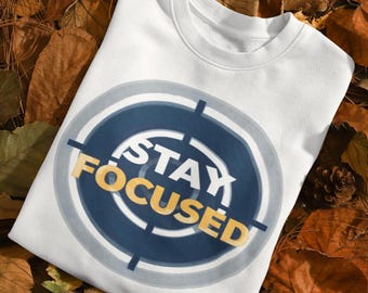 Camiseta "Mantente concentrado", camiseta motivacional, gorra para entrenar en el gimnasio, regalo inspirador, taza para establecer metas, impresión artística sobre concentración