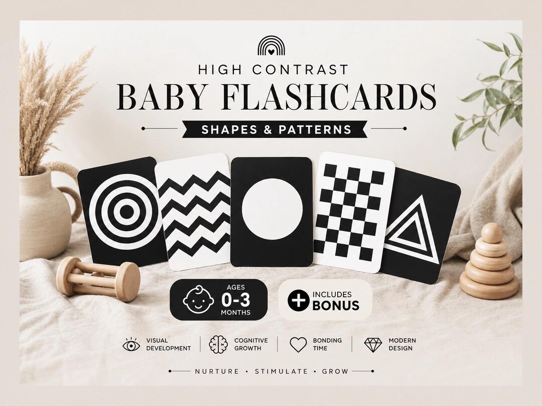 High Contrast Baby Flash Cards Printable | Shapes & Patterns | Newborn ...