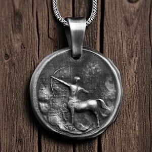 Sterling Silver Sagittarius Zodiac Necklace: Celestial Archer Coin Pendant