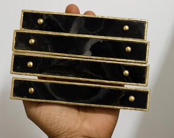 ブラックアゲートキャビネットハンドル4個セット - 装飾的な引き手とバルバレラスタイルの引き出し金具